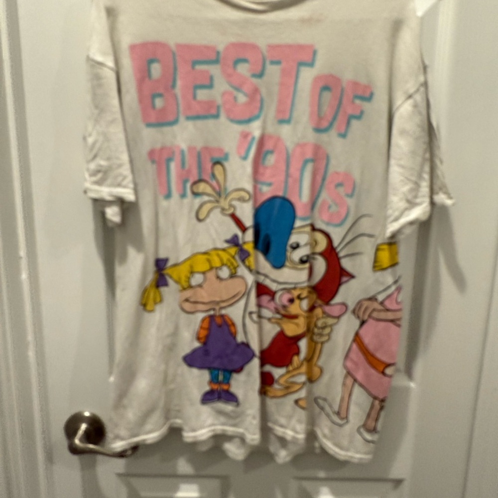 Nickelodeon '90s Cartoon Graphic Tee - White and Pink